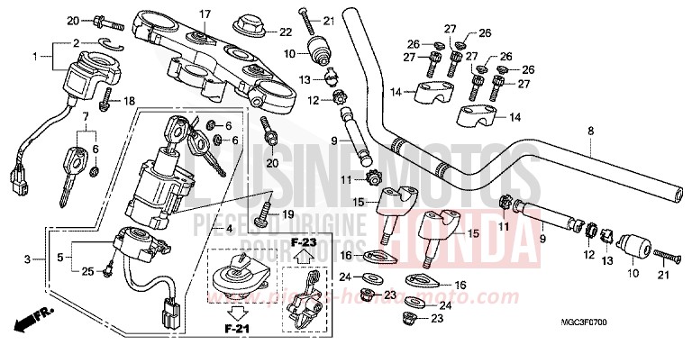 HANDLE PIPE/TOP BRIDGE for CB1100 ABS CANDY GLORY RED-U (R101) from 2013